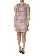 Dolce & Gabbana Pink Jacquard Sleeveless Sheath Mini Dress - Zeiniez