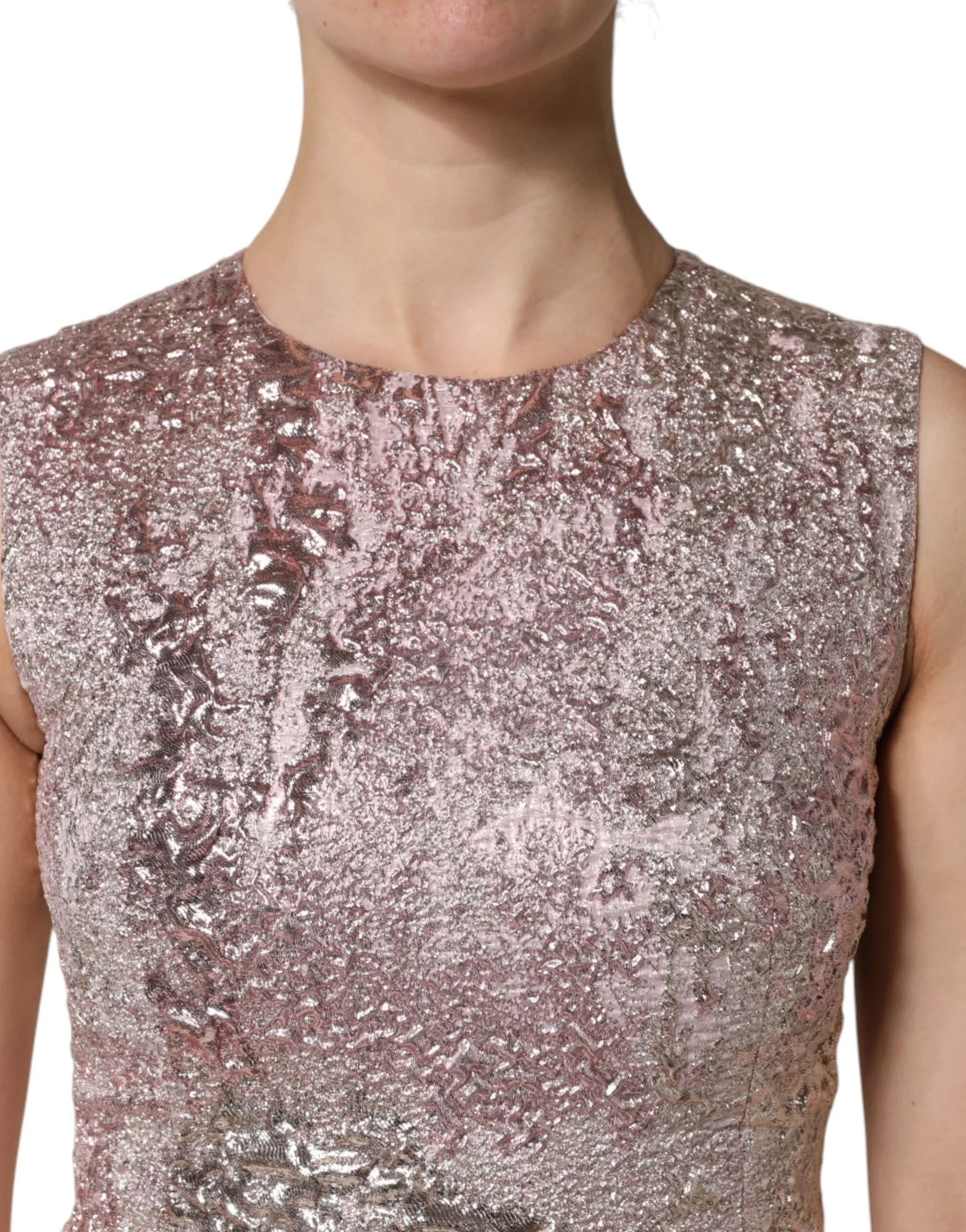 Dolce & Gabbana Pink Jacquard Sleeveless Sheath Mini Dress - Zeiniez