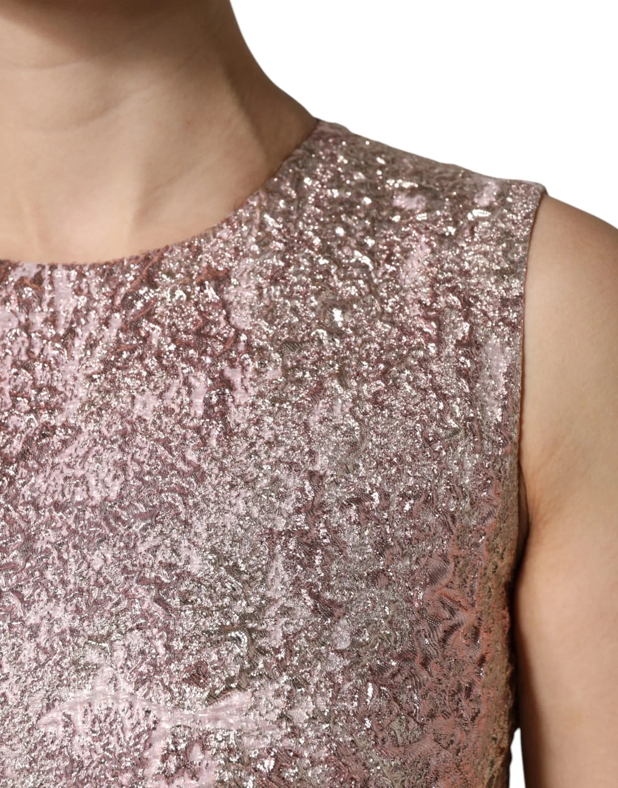 Dolce & Gabbana Pink Jacquard Sleeveless Sheath Mini Dress - Zeiniez