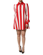 Dolce & Gabbana White Red Stripes Long Sleeves Mini Dress - Zeiniez