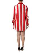 Dolce & Gabbana White Red Stripes Long Sleeves Mini Dress - Zeiniez