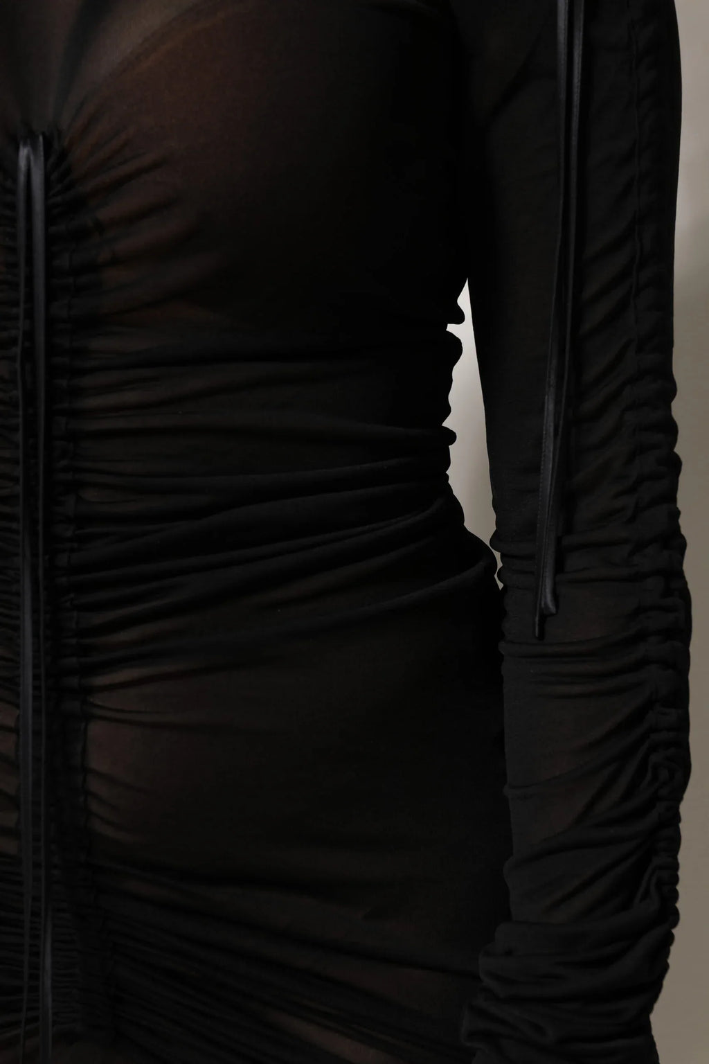 Dolce & Gabbana Black Mesh Trim Bodycon Long Sheath Dress - Zeiniez