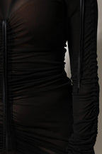 Dolce & Gabbana Black Mesh Trim Bodycon Long Sheath Dress - Zeiniez