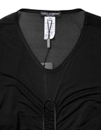 Dolce & Gabbana Black Mesh Trim Bodycon Long Sheath Dress - Zeiniez