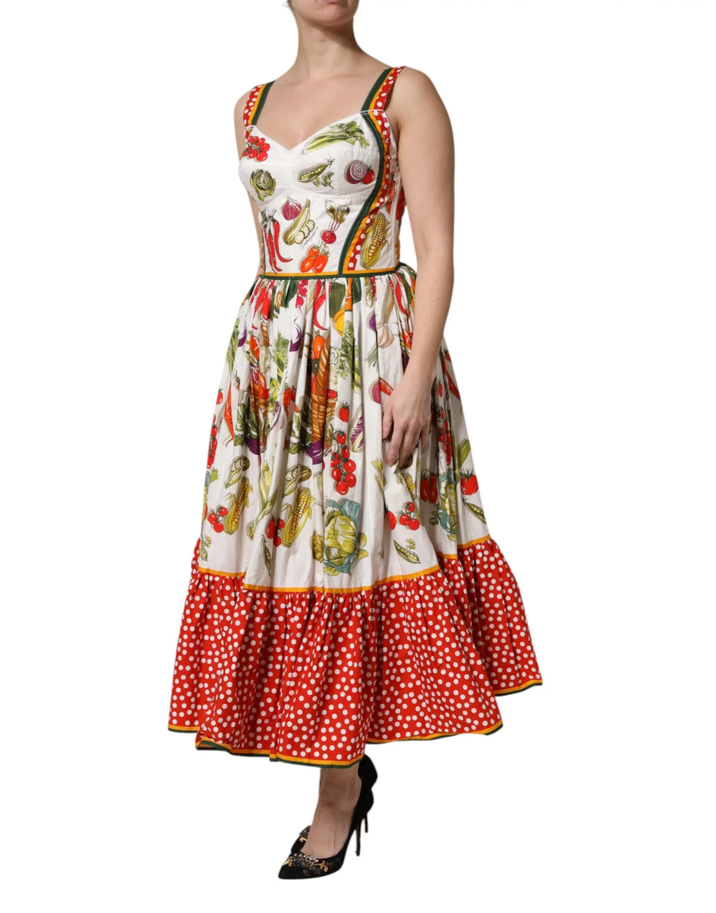 Dolce & Gabbana White Vegetables Sleeveless A-line Dress - Zeiniez