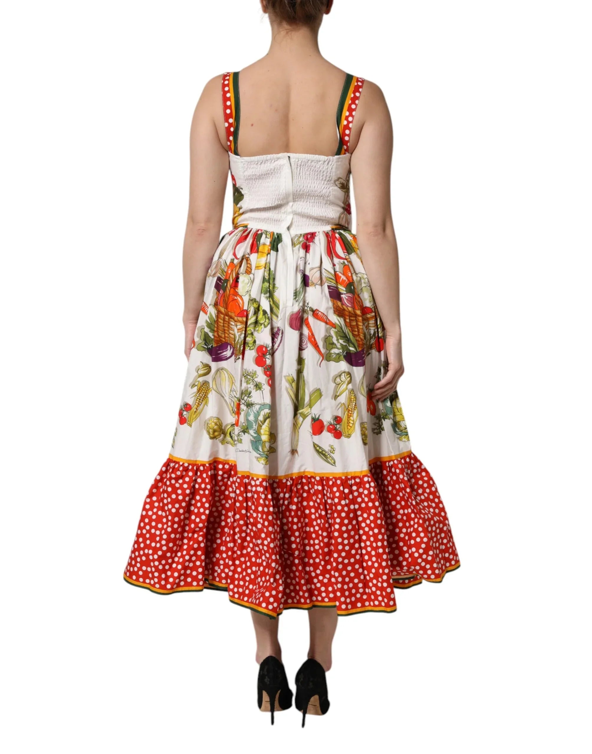 Dolce & Gabbana White Vegetables Sleeveless A-line Dress - Zeiniez