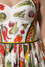 Dolce & Gabbana White Vegetables Sleeveless A-line Dress - Zeiniez