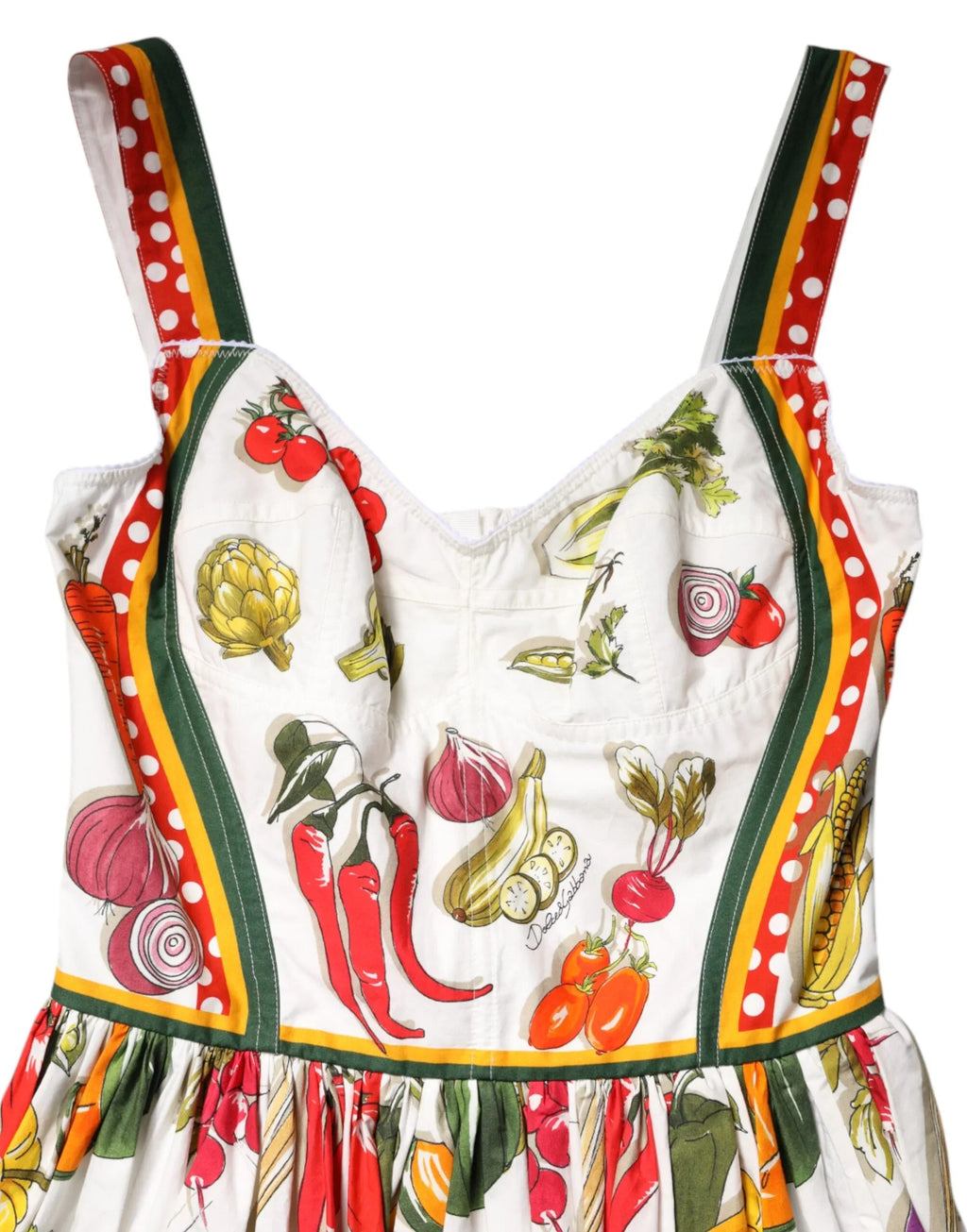 Dolce & Gabbana White Vegetables Sleeveless A-line Dress - Zeiniez