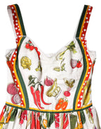 Dolce & Gabbana White Vegetables Sleeveless A-line Dress - Zeiniez