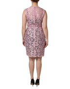 Dolce & Gabbana Pink Floral Lace Sleeveless Sheath Dress