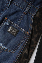 Dolce & Gabbana Black Blue Long Sleeves Denim Mini Dress - Zeiniez