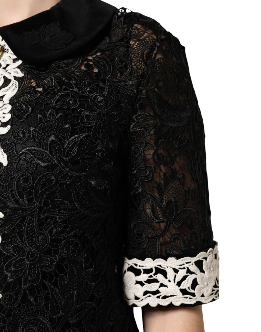 Dolce & Gabbana Black Floral Lace Embellished Mini Dress - Zeiniez