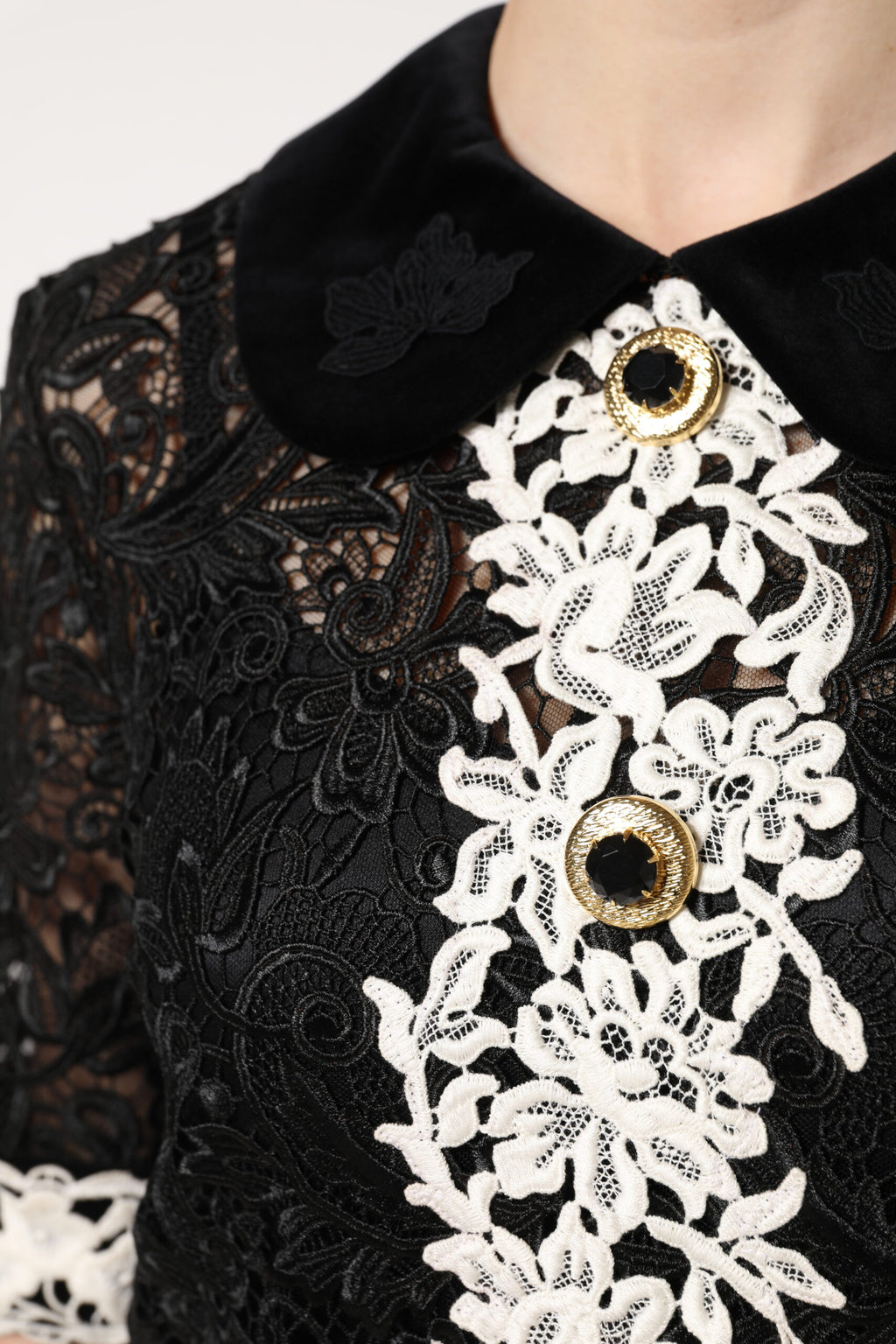 Dolce & Gabbana Black Floral Lace Embellished Mini Dress