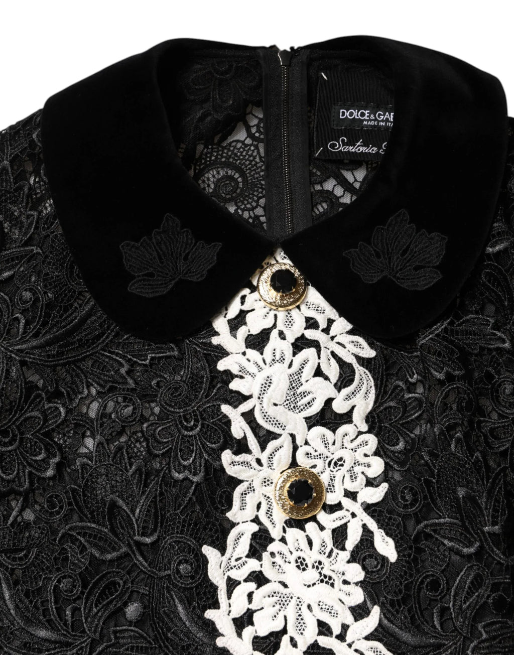 Dolce & Gabbana Black Floral Lace Embellished Mini Dress - Zeiniez