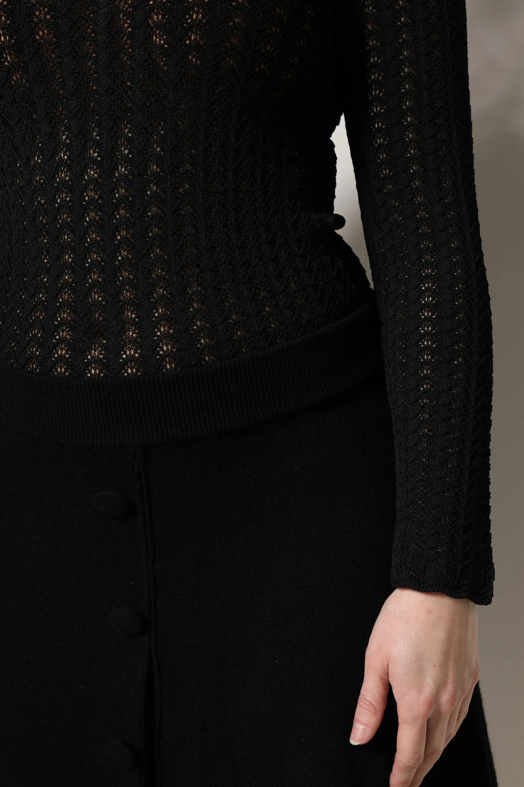 Dolce & Gabbana Black Cashmere Long Sleeves A-line Midi Dress - Zeiniez