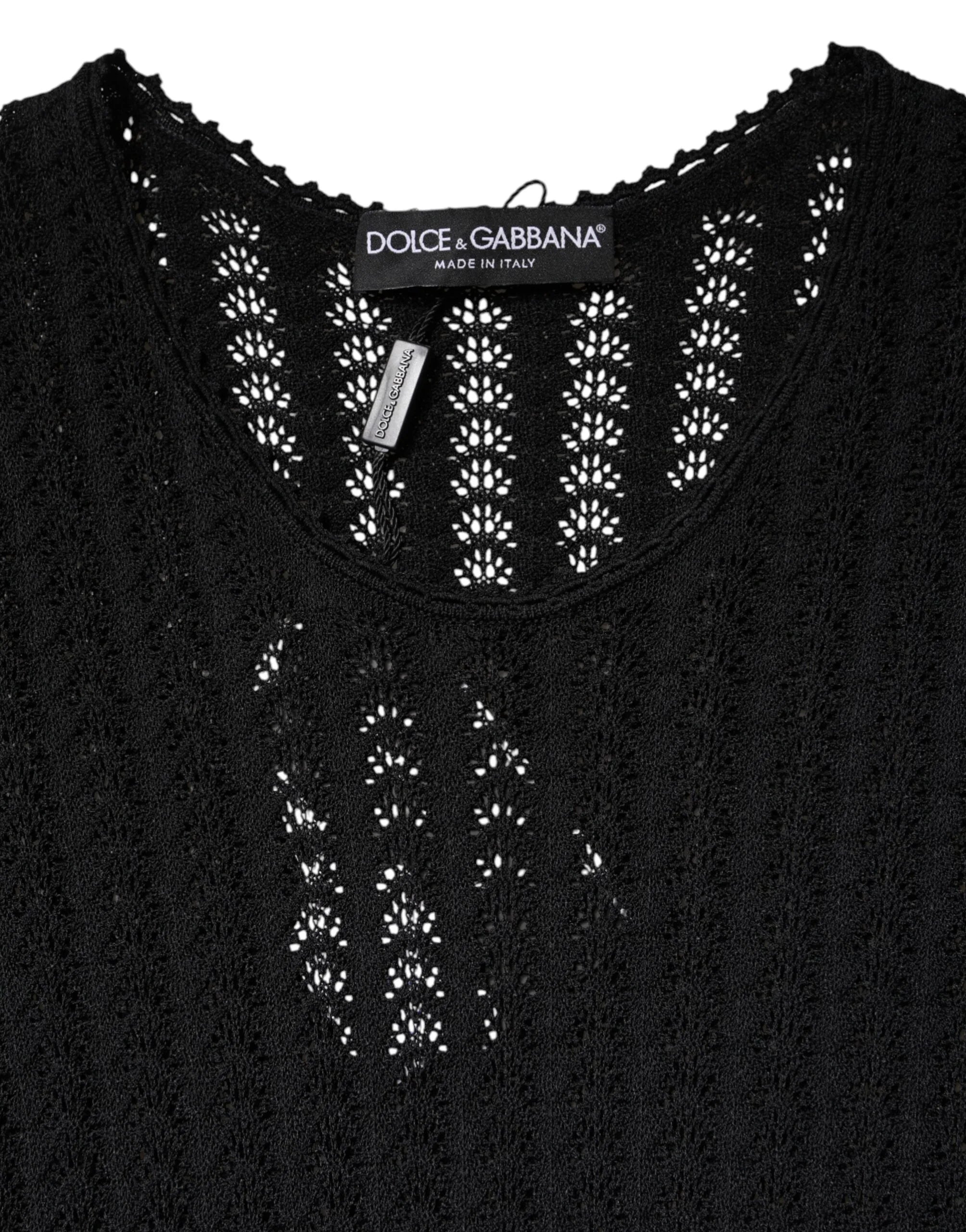 Dolce & Gabbana Black Cashmere Long Sleeves A-line Midi Dress - Zeiniez