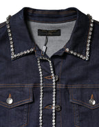 Dolce & Gabbana Blue Denim Cotton Crystal Embellished Jacket - Zeiniez
