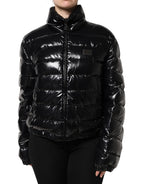 Dolce & Gabbana Black Logo Plaque Full Zip Puffer Jacket - Zeiniez