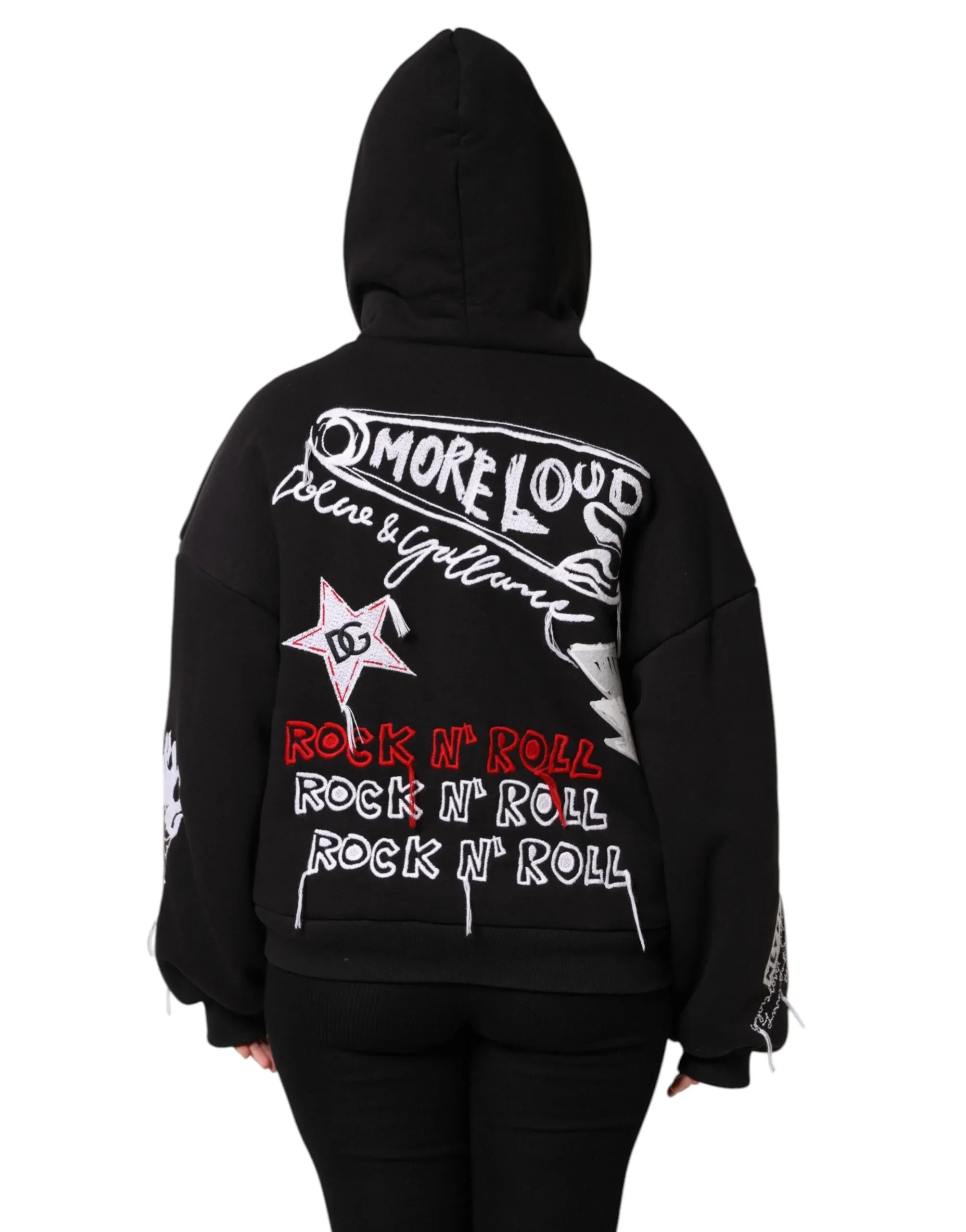 Dolce & Gabbana Black Embroidered Full Zip Hooded Jacket - Zeiniez