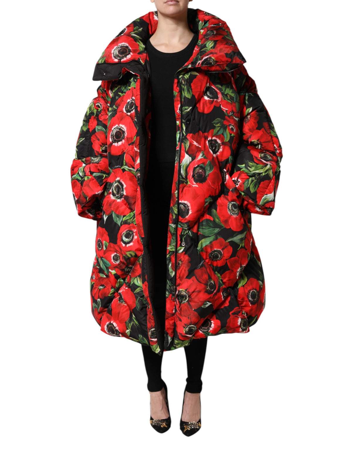 Dolce & Gabbana Multicolor Floral Full Zip Padded Jacket