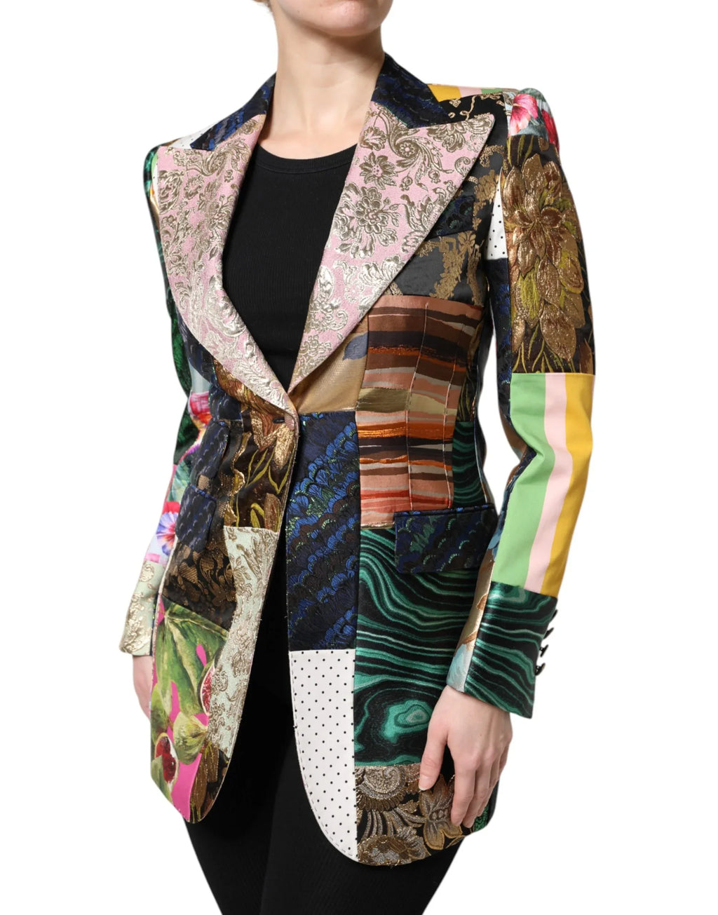 Dolce & Gabbana Multicolor Floral Patchwork Jacquard Jacket - Zeiniez
