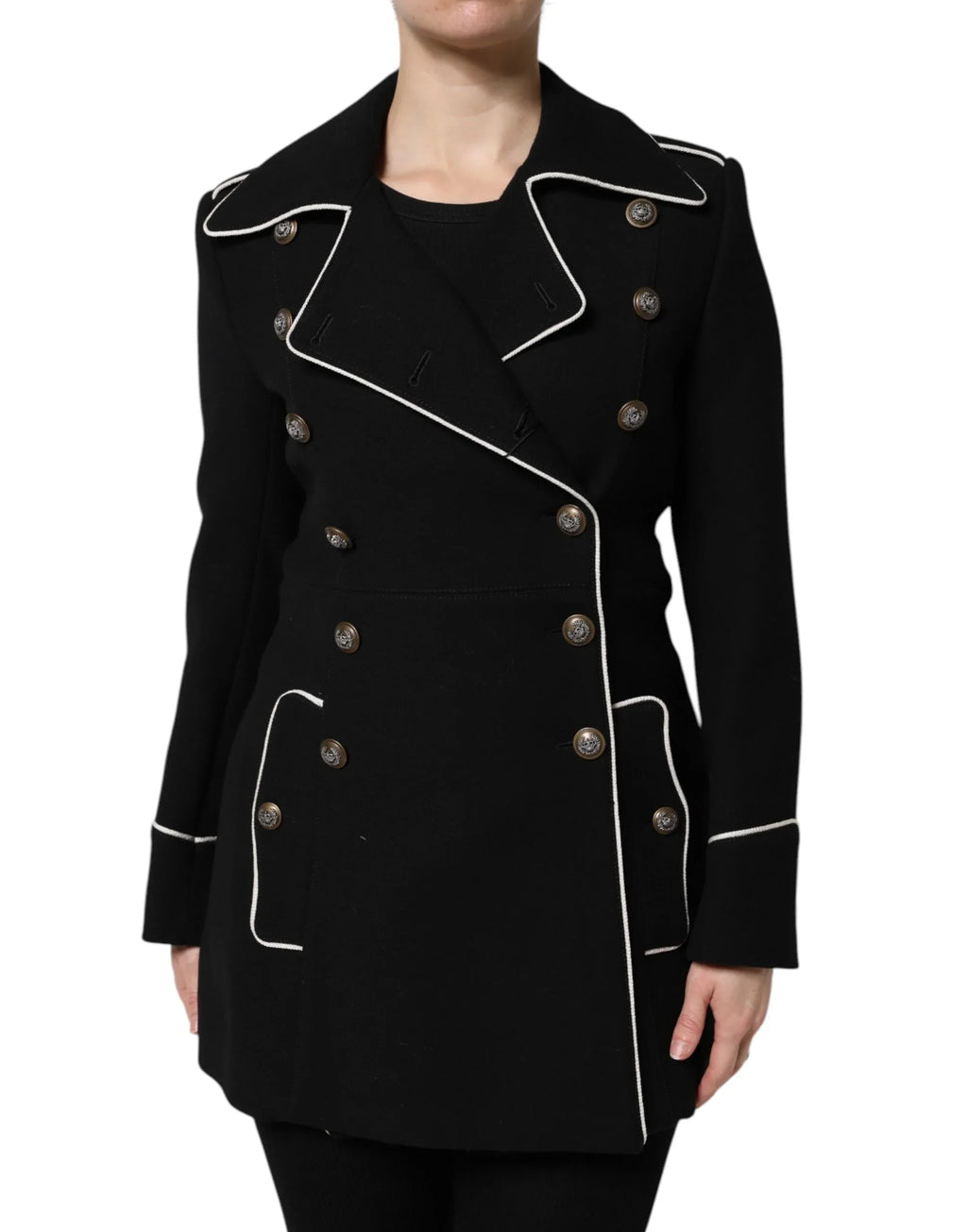 Dolce & Gabbana Black Wool Double Breasted Blazer Jacket - Zeiniez