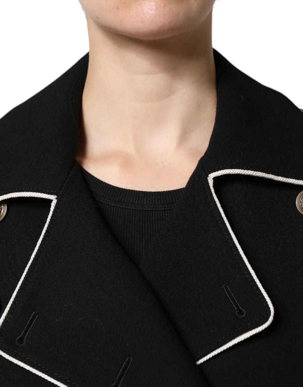 Dolce & Gabbana Black Wool Double Breasted Blazer Jacket - Zeiniez