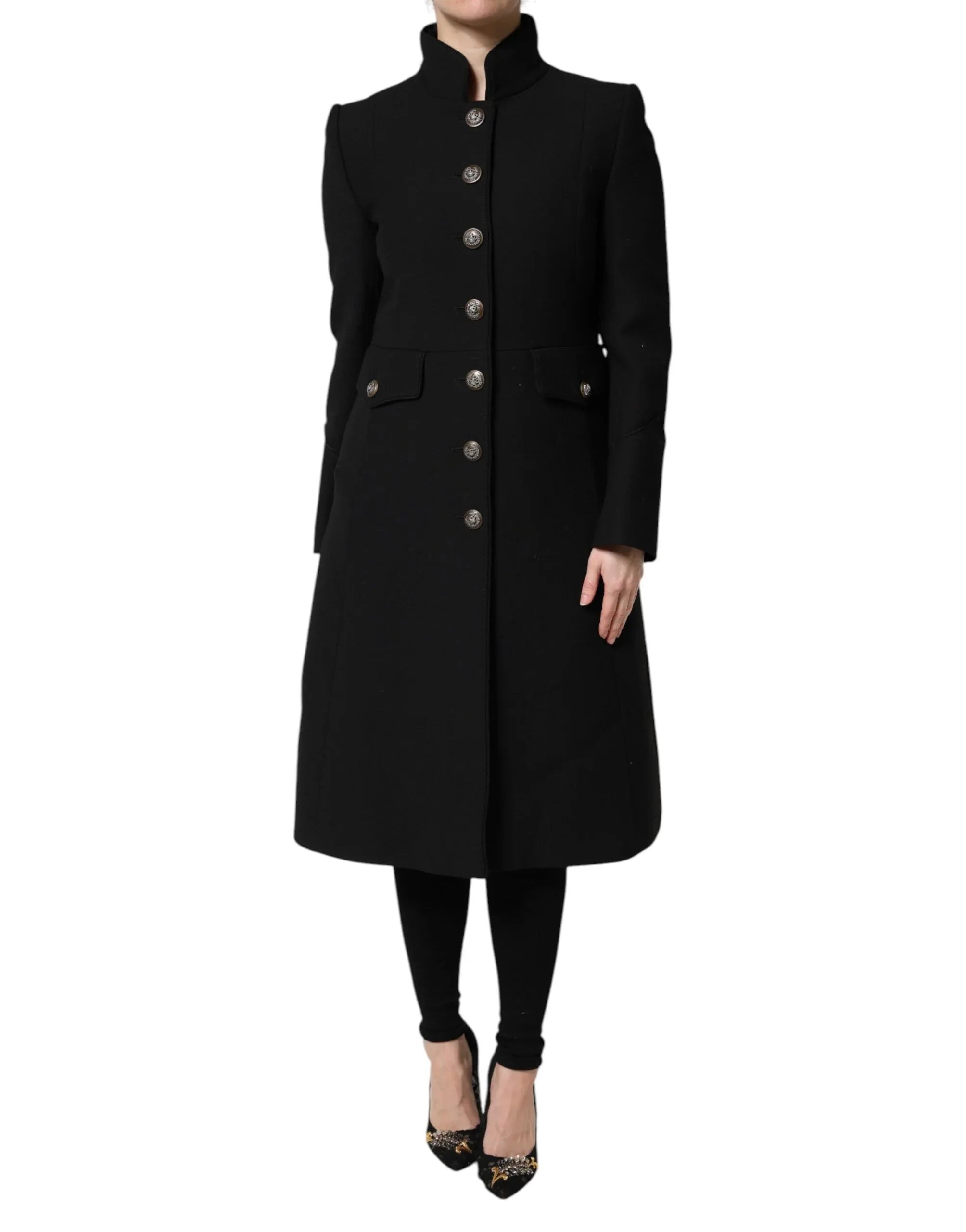 Dolce & Gabbana Black Wool Single Breasted Trench Coat Jacket - Zeiniez