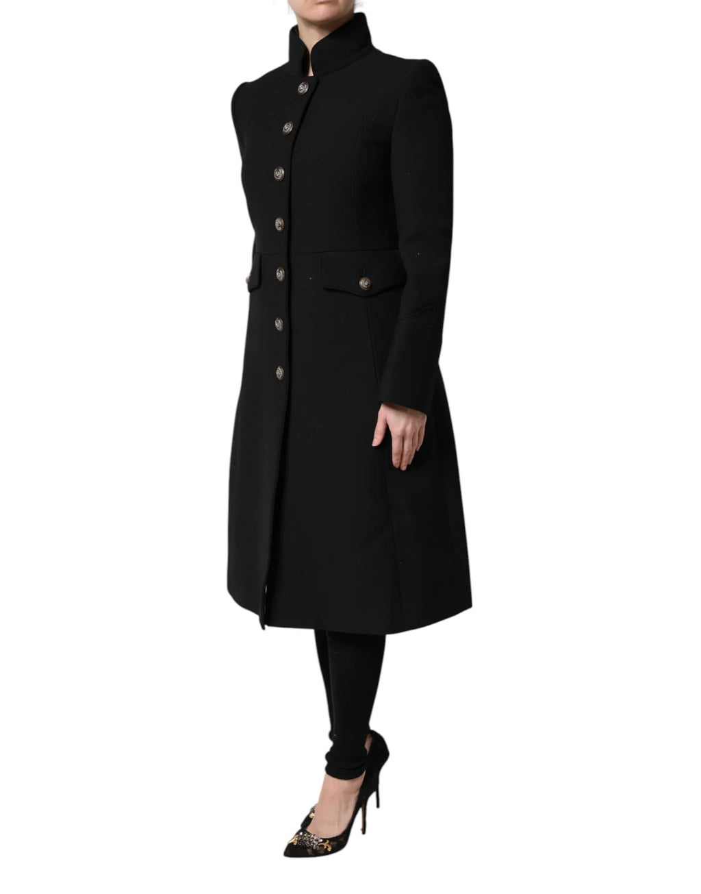 Dolce & Gabbana Black Wool Single Breasted Trench Coat Jacket - Zeiniez