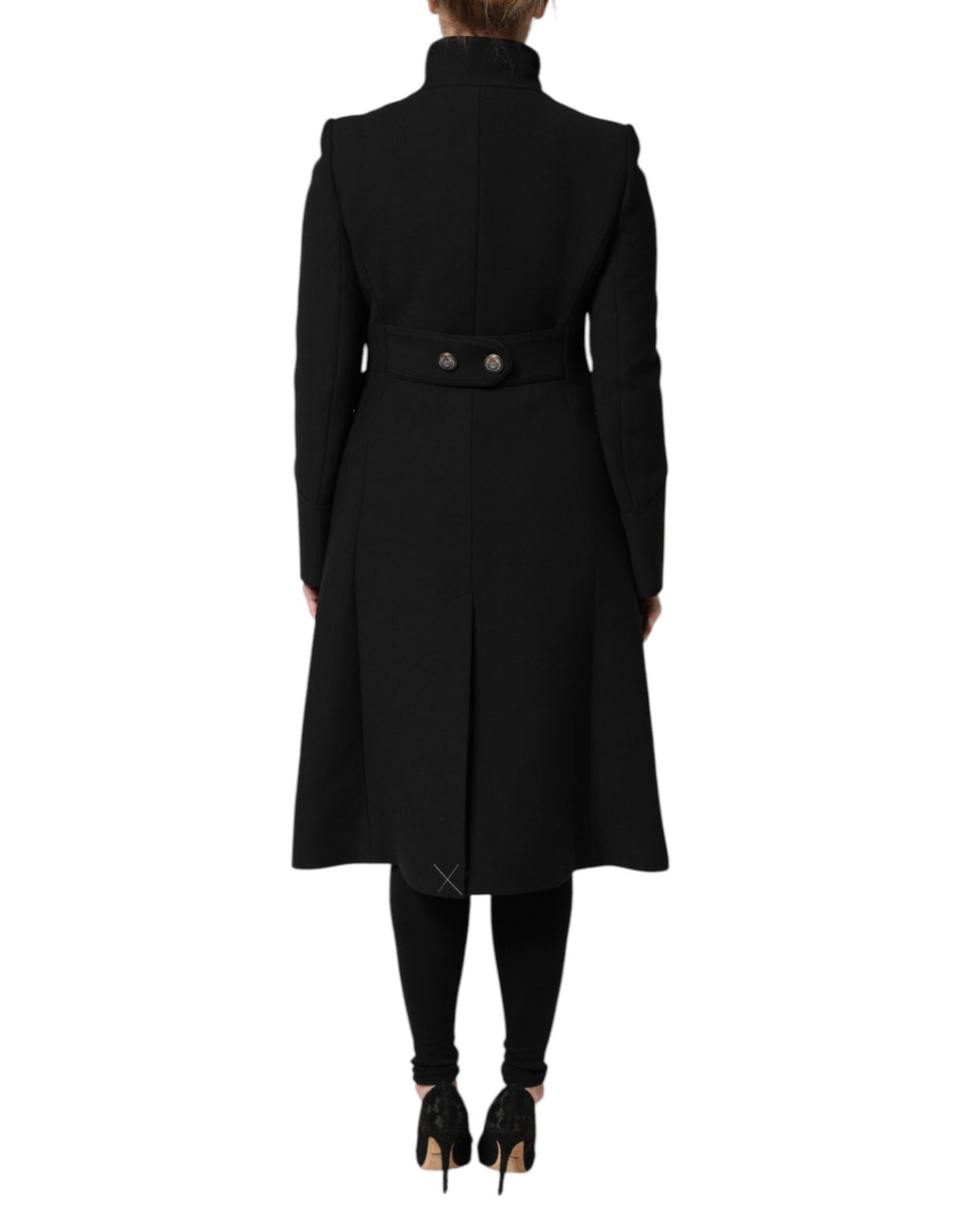 Dolce & Gabbana Black Wool Single Breasted Trench Coat Jacket
