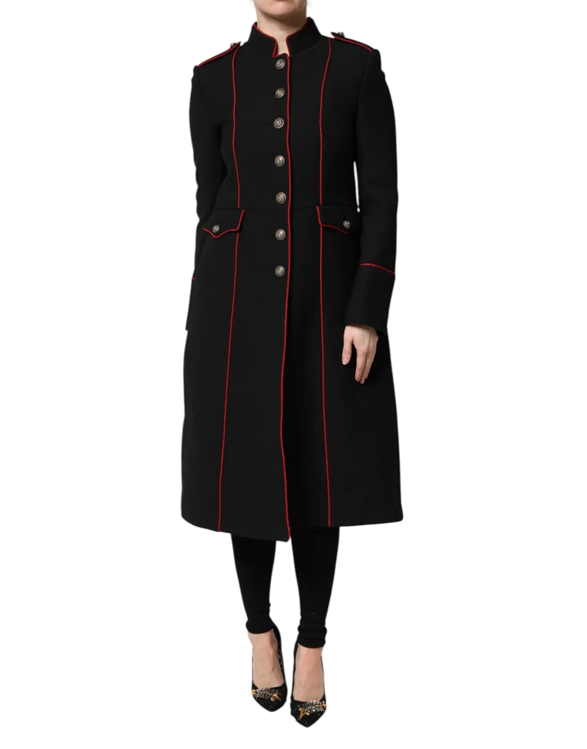 Dolce & Gabbana Black Wool Single Breasted Trench Coat Jacket - Zeiniez