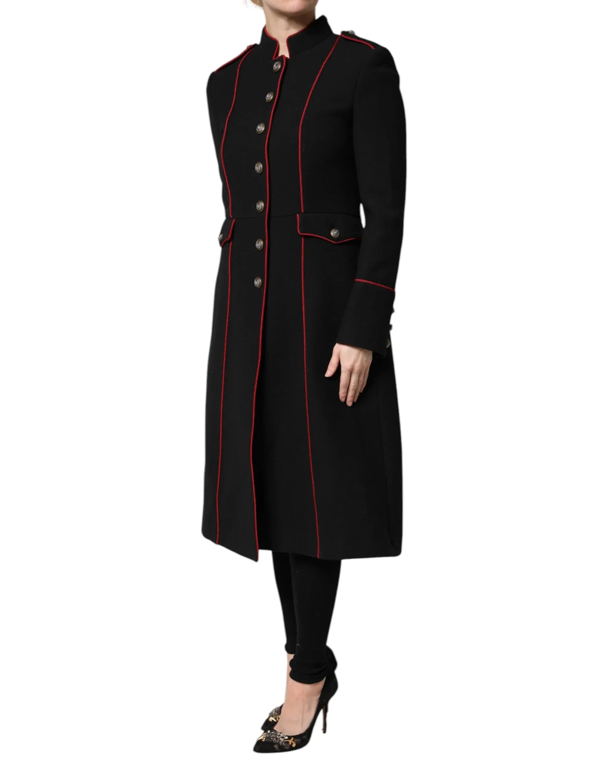 Dolce & Gabbana Black Wool Single Breasted Trench Coat Jacket - Zeiniez