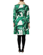Dolce & Gabbana Multicolor Leaf Print Embellished Trenchcoat Jacket - Zeiniez