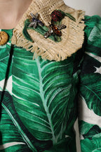 Dolce & Gabbana Multicolor Leaf Print Embellished Trenchcoat Jacket - Zeiniez