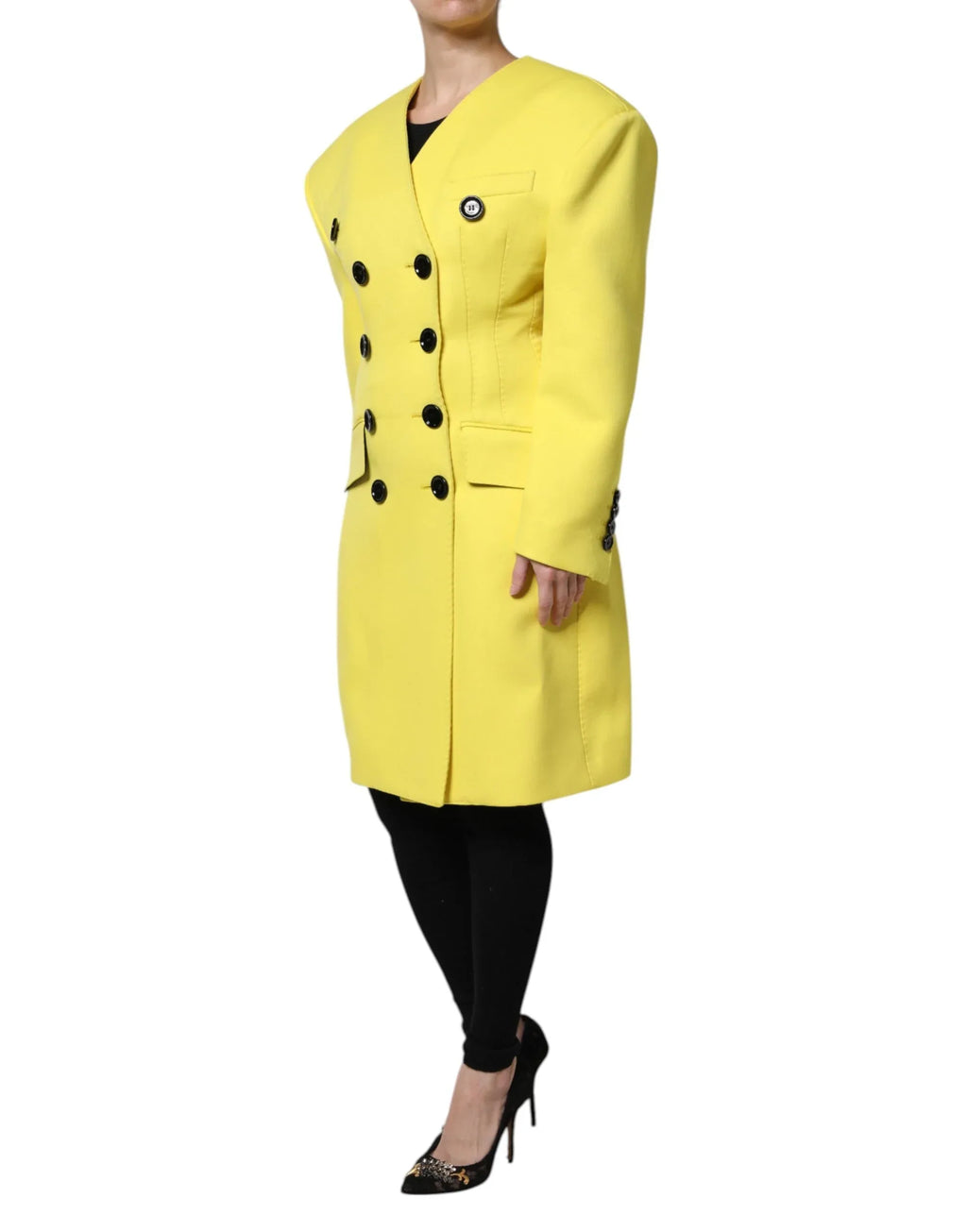 Dolce & Gabbana Yellow Double Breasted Trench Coat Jacket - Zeiniez