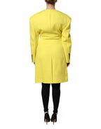 Dolce & Gabbana Yellow Double Breasted Trench Coat Jacket - Zeiniez
