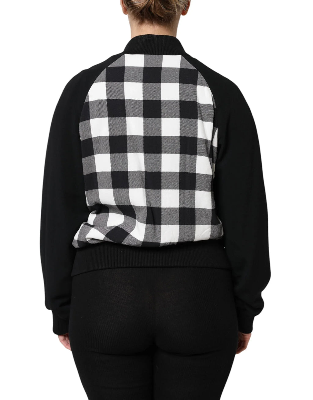 Dolce & Gabbana Black White Check Floral Button Down Jacket - Zeiniez