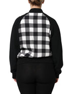 Dolce & Gabbana Black White Check Floral Button Down Jacket - Zeiniez