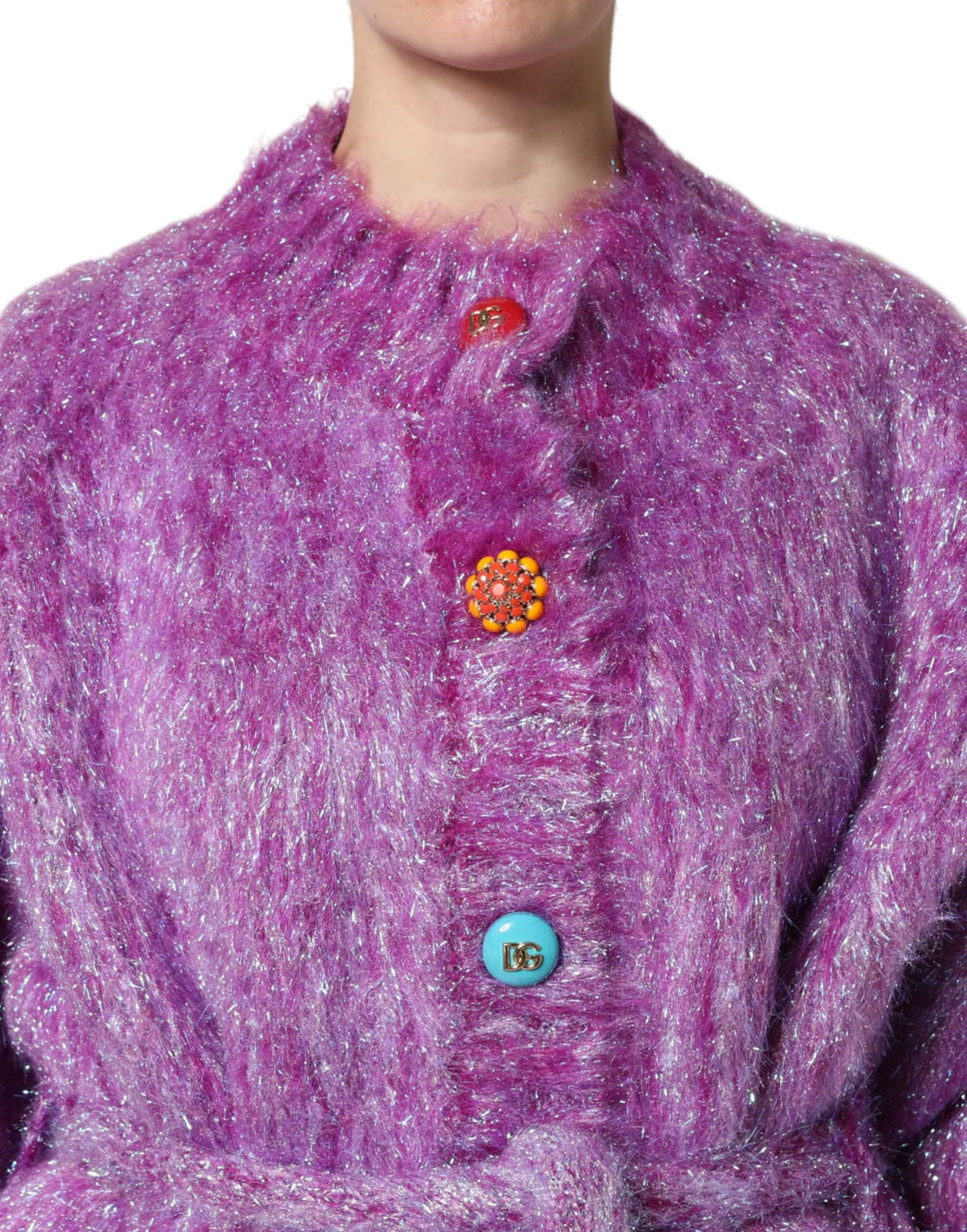 Dolce & Gabbana Purple Button Embellished Trench Coat Jacket - Zeiniez