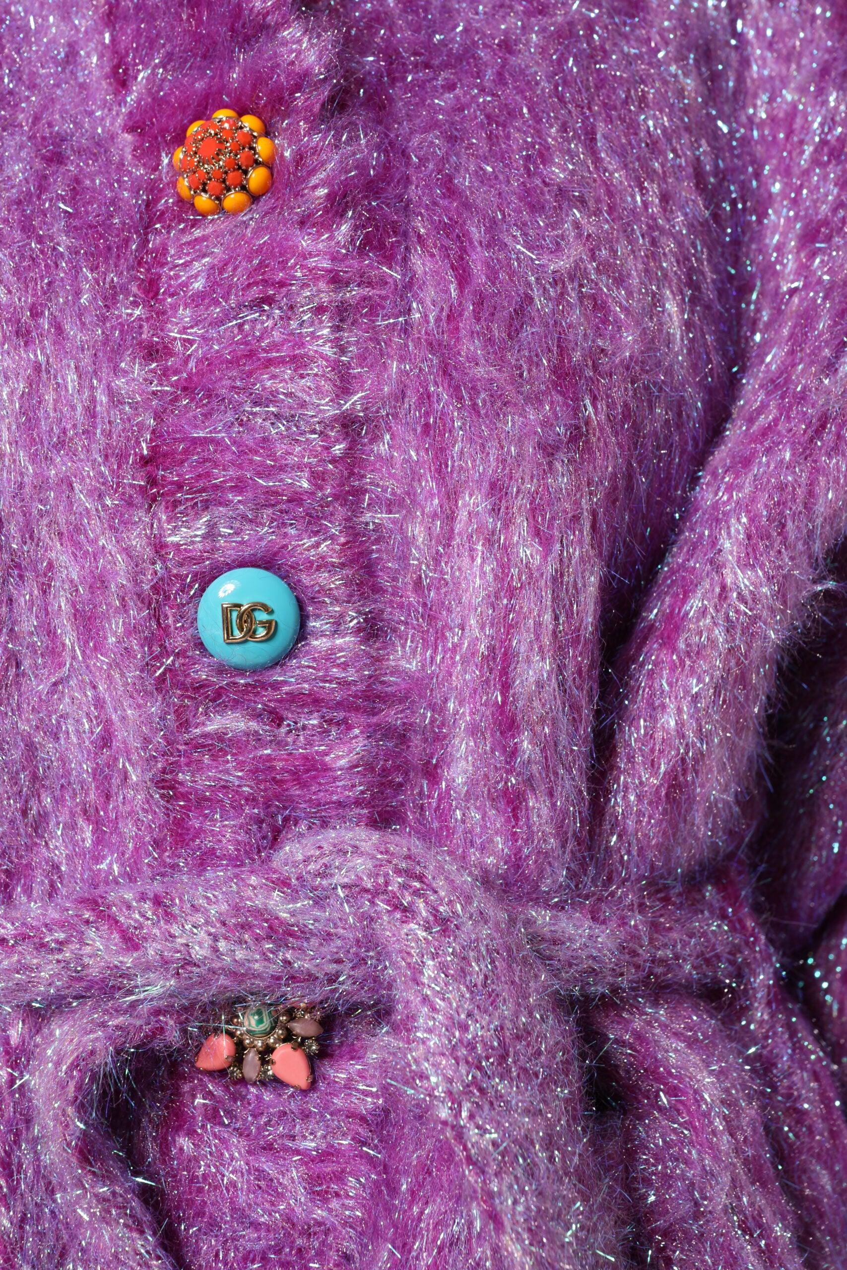 Dolce & Gabbana Purple Button Embellished Trench Coat Jacket - Zeiniez