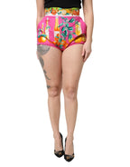 Dolce & Gabbana Pink Printed High Waist Hot Pants Shorts - Zeiniez