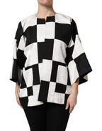 Dolce & Gabbana White Black Patchwork Jacquard Blazer Jacket