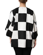 Dolce & Gabbana White Black Patchwork Jacquard Blazer Jacket - Zeiniez