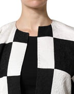 Dolce & Gabbana White Black Patchwork Jacquard Blazer Jacket - Zeiniez