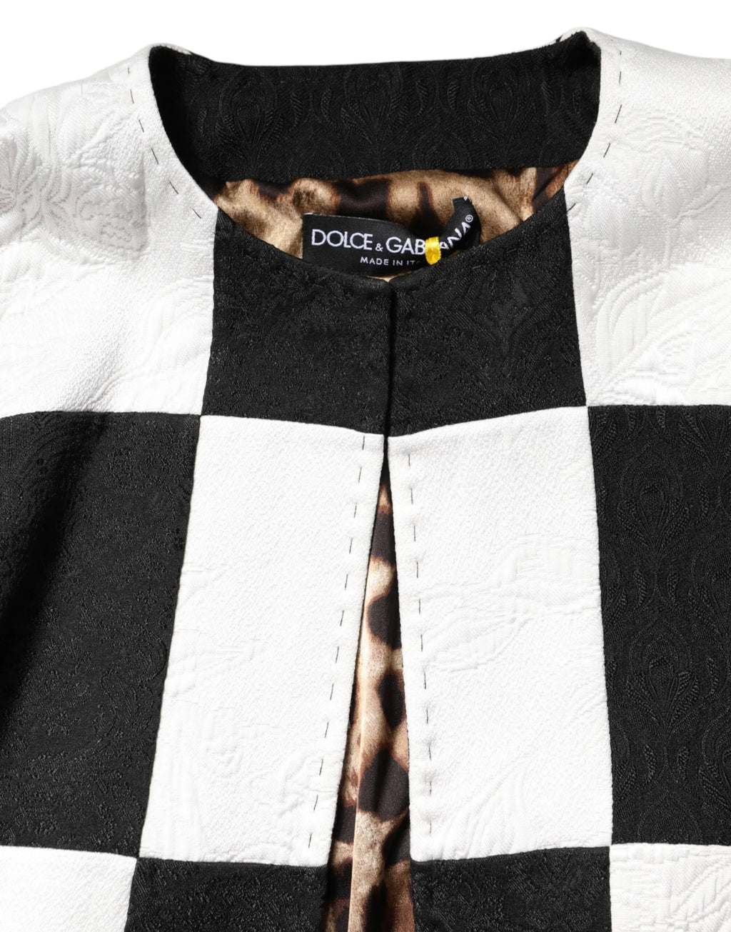 Dolce & Gabbana White Black Patchwork Jacquard Blazer Jacket - Zeiniez