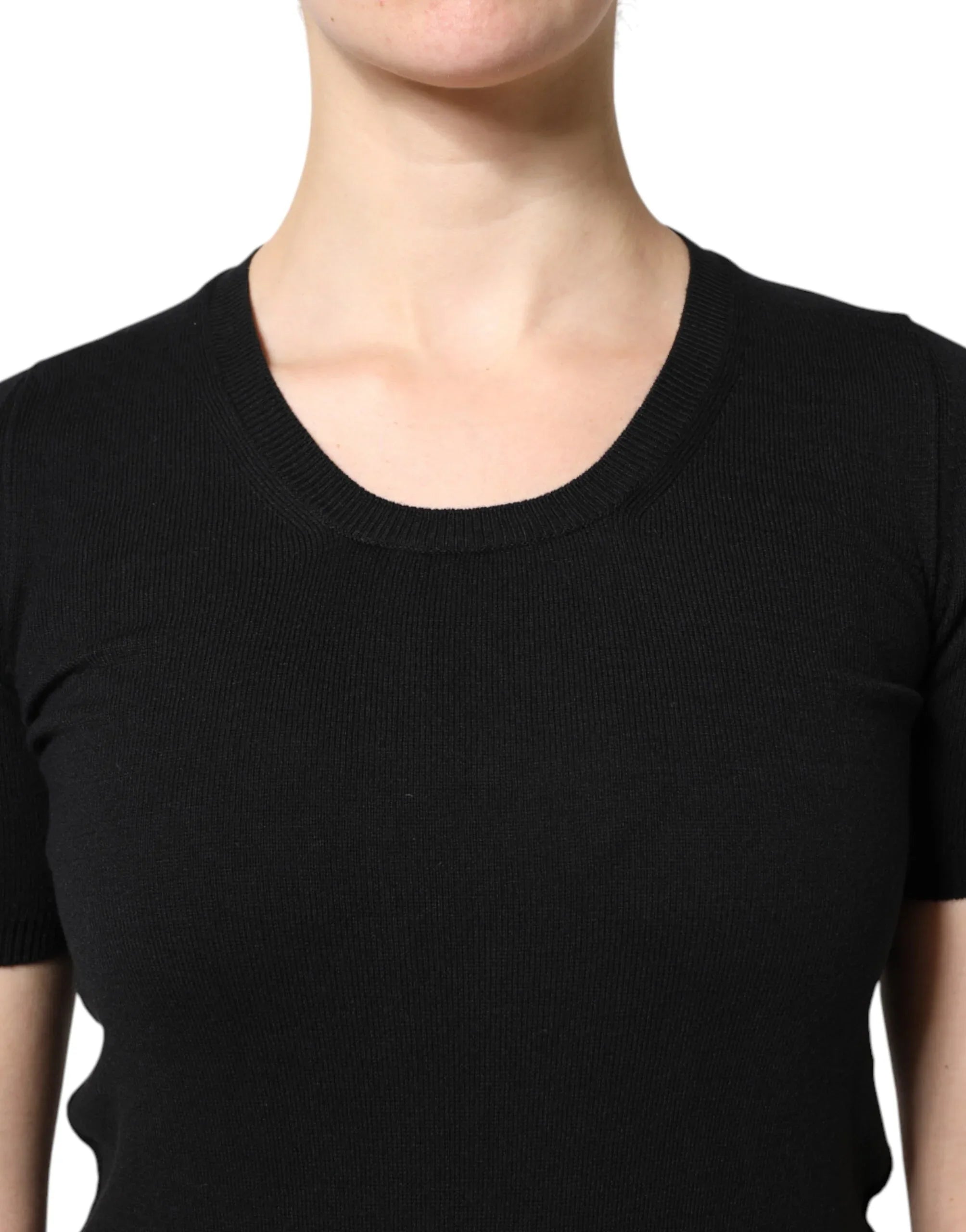Dolce & Gabbana Black Cotton Round Neck Short Sleeve T-shirt - Zeiniez