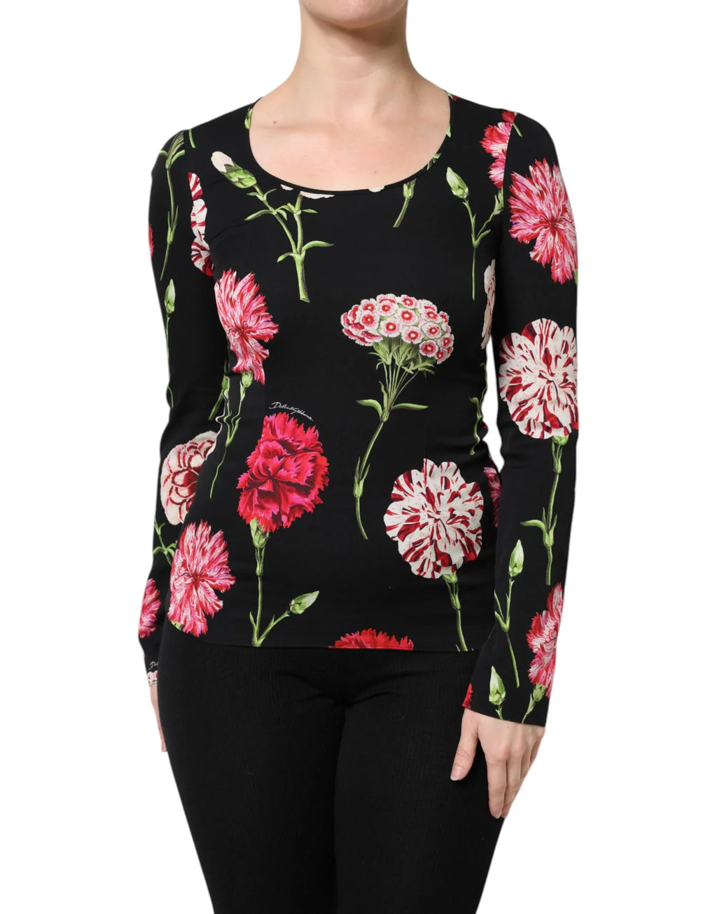 Dolce & Gabbana Black Floral Long Sleeve Women Blouse Top - Zeiniez