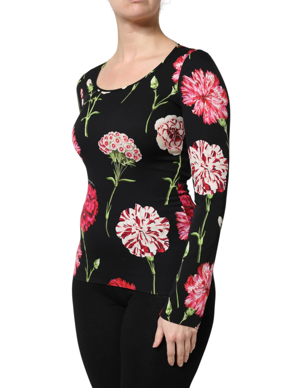 Dolce & Gabbana Black Floral Long Sleeve Women Blouse Top - Zeiniez