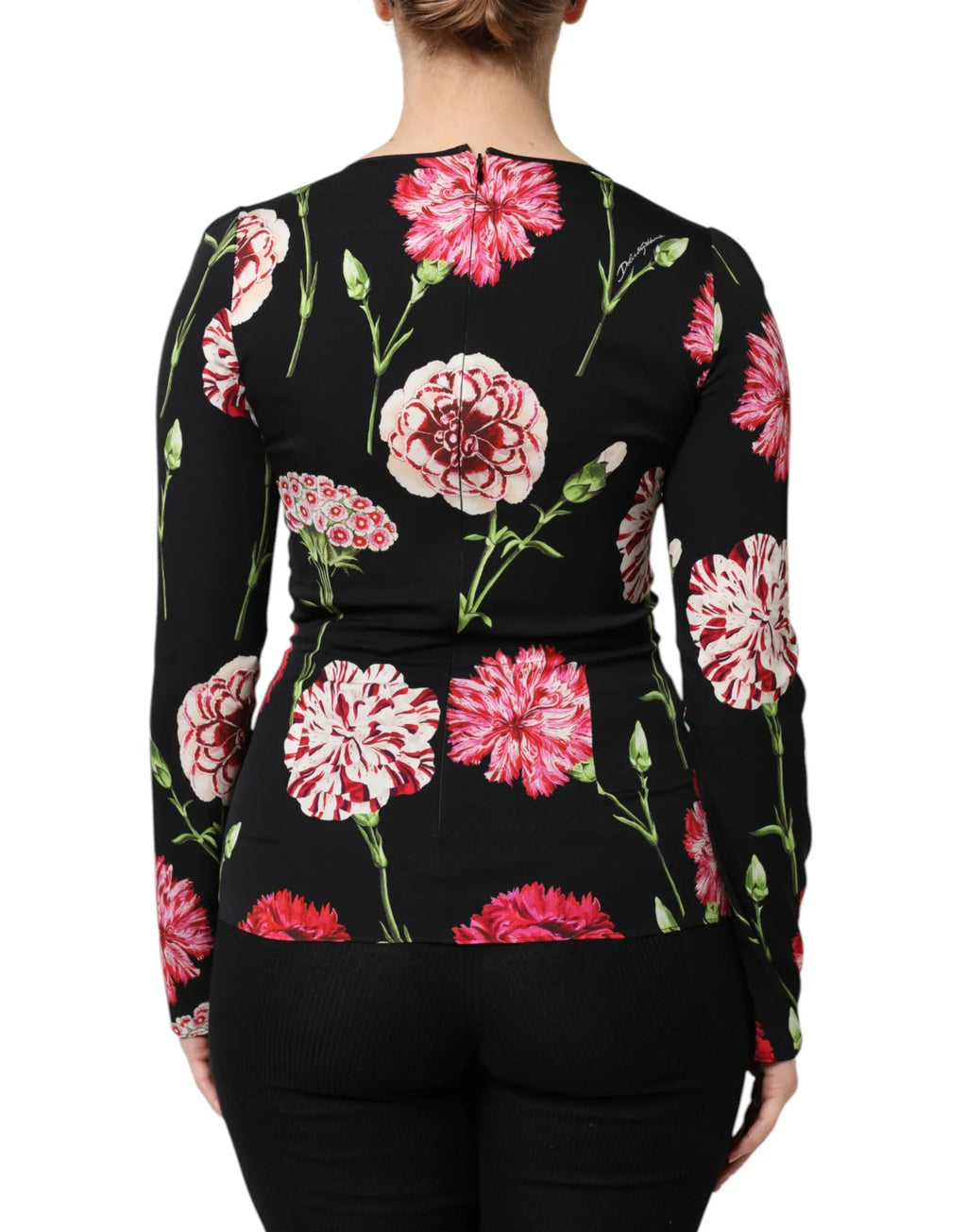 Dolce & Gabbana Black Floral Long Sleeve Women Blouse Top - Zeiniez