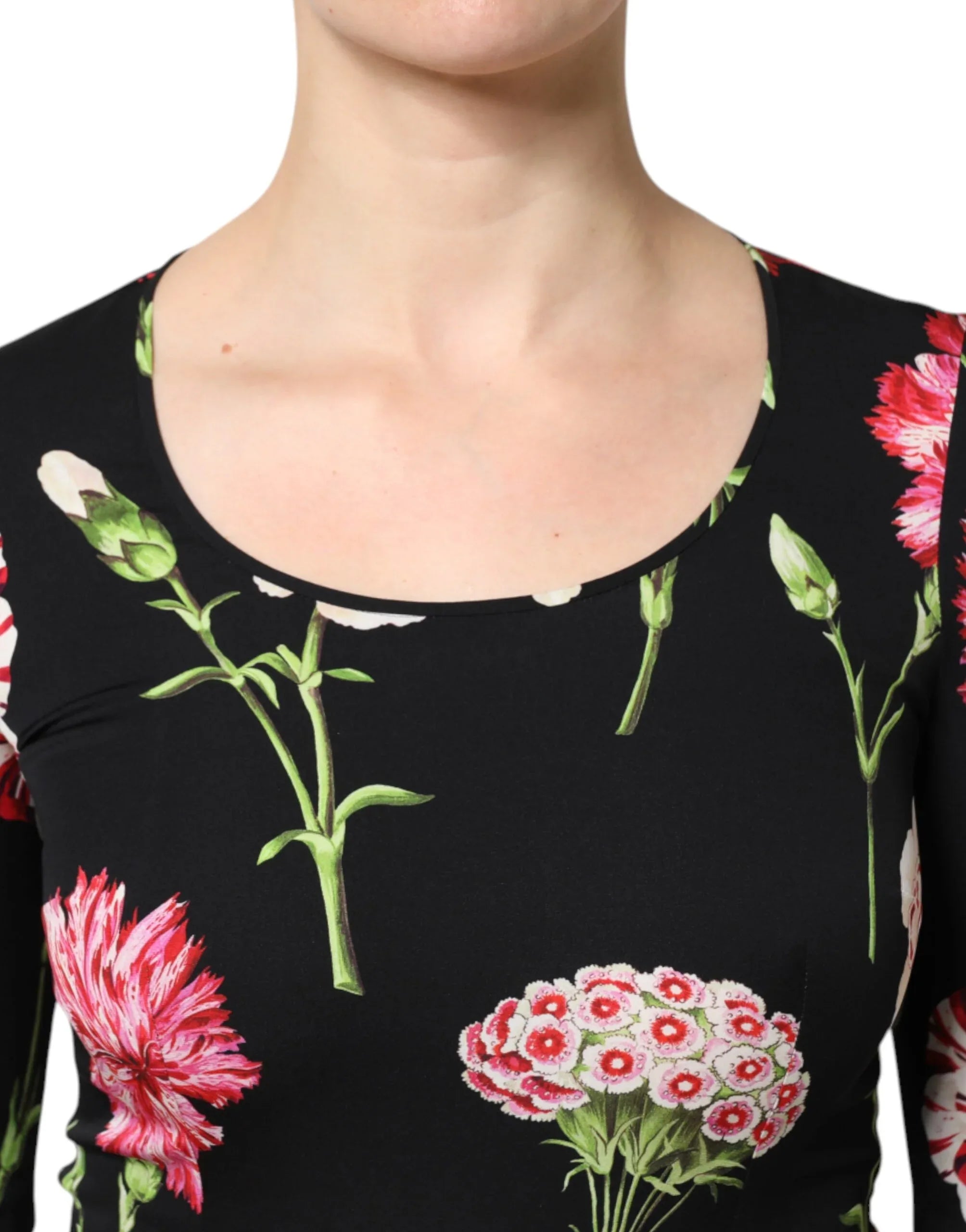 Dolce & Gabbana Black Floral Long Sleeve Women Blouse Top - Zeiniez